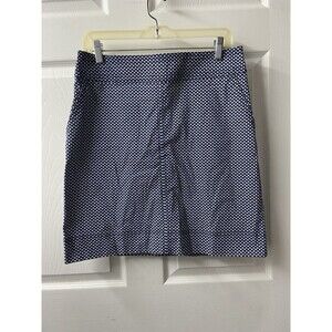 Talbots Pencil Skirt Womens 8 Navy Blue White Sale Boat Print Back Zip Nautical